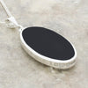 Derbyshire Blue John and Whitby Jet Large Oval Pendant and Chain - DBJ826
