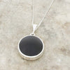 Derbyshire Blue John and Whitby Jet Round Pendant and Chain - DBJ827