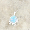 Opalique Sterling Silver Celtic Oval Pendant and Chain - DBJ831