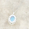 Opalique Sterling Silver Celtic Oval Pendant and Chain - DBJ831