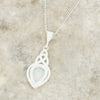 Opalique Sterling Silver Celtic Teardrop Pendant and Chain - DBJ834