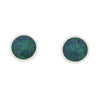 Green Opalique Sterling Silver Small Round Stud Earrings - DBJ838
