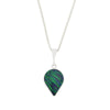 Opalique and Jet Sterling Silver Teardrop Pendant and Chain - DBJ841