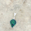 Opalique and Jet Sterling Silver Teardrop Pendant and Chain - DBJ841