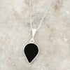 Opalique and Jet Sterling Silver Teardrop Pendant and Chain - DBJ841