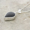 Opalique and Jet Sterling Silver Teardrop Pendant and Chain - DBJ841