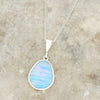 Opalique Sterling Silver Curved Pear Shape Pendant and Chain - DBJ843