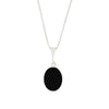 Jet and Opalique Sterling Silver Oval Pendant and Chain - DBJ844