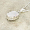 Jet and Opalique Sterling Silver Oval Pendant and Chain - DBJ844
