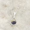 Derbyshire Blue John and Jet Pear Shape Pendant and Chain - DBJ847
