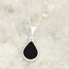 Derbyshire Blue John and Jet Pear Shape Pendant and Chain - DBJ847