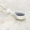 Derbyshire Blue John and Jet Pear Shape Pendant and Chain - DBJ847