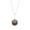 Derbyshire Blue John and Jet Hexagonal Shape Pendant and Chain - DBJ848