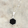 Derbyshire Blue John and Jet Hexagonal Shape Pendant and Chain - DBJ848