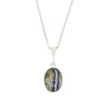 Derbyshire Blue John and Jet Oval Shape Pendant and Chain - DBJ849
