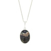 Derbyshire Blue John and Jet Oval Pendant and Chain - DBJ851