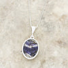 Derbyshire Blue John and Jet Oval Pendant and Chain - DBJ854