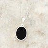 Derbyshire Blue John and Jet Oval Pendant and Chain - DBJ854