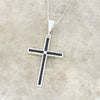 Whitby Jet Sterling Silver Cross Pendant and Chain - DBJ855