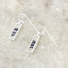 Derbyshire Blue John Sterling Silver Slim Rectangular Drop Earrings - DBJ858