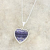 Derbyshire Blue John Reversible Heart Pendant and Chain - DBJ864