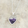 Derbyshire Blue John Reversible Heart Pendant and Chain - DBJ864