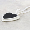 Whitby Jet Sterling Silver Heart Pendant and Chain - DBJ866