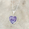 Derbyshire Blue John Reversible Heart Pendant and Chain - DBJ867