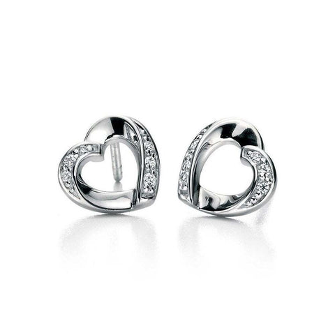 Fiorelli Silver Heart CZ Earrings E5085C