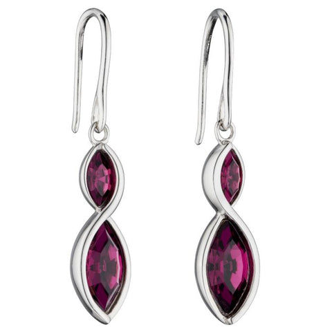 Fiorelli Silver Amethyst Crystal Drop Earrings E5800M