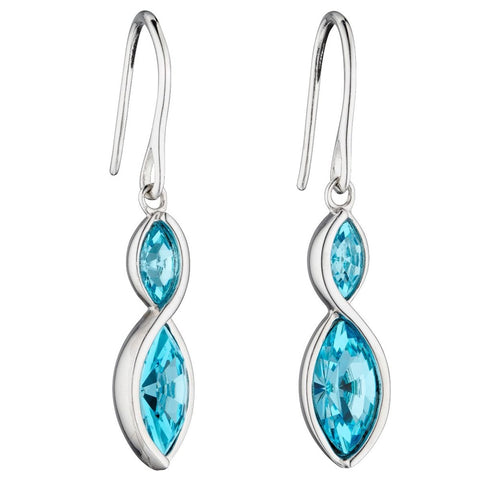 Fiorelli Silver Aqua Crystal Drop Earrings E5801A