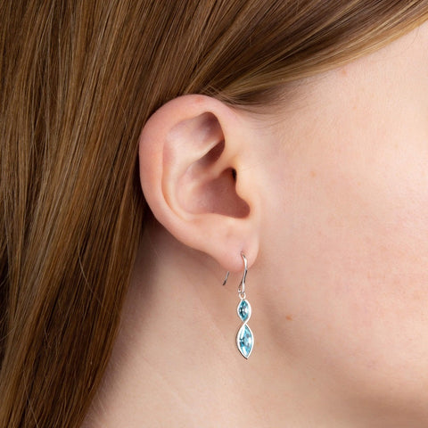 Fiorelli Silver Aqua Crystal Drop Earrings E5801A