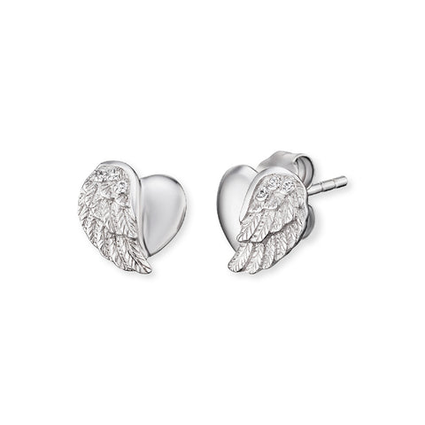 Angel Whisperer Silver Heart Wing Stud Earrings ERE-LILHEARTWING-ST