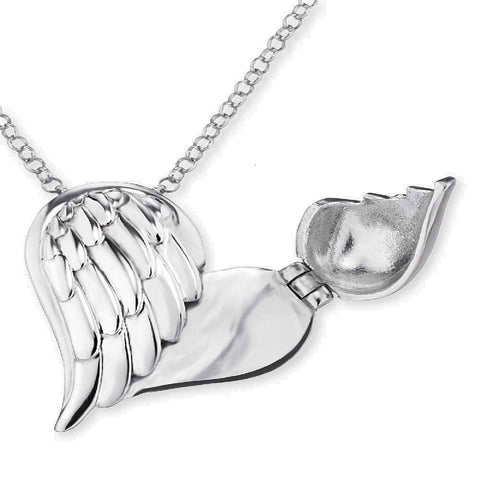 Angel Whisperer Silver Heart Wing Necklace ERN-WITHLOVE-02-ZI