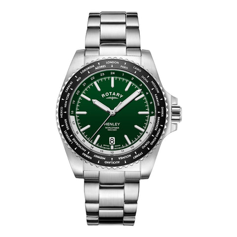 Rotary Henley Green Dial Stainless Steel Mens Watch GB05370/78