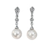 9ct White Gold Freshwater Pearl and Diamond Earrings GE807W