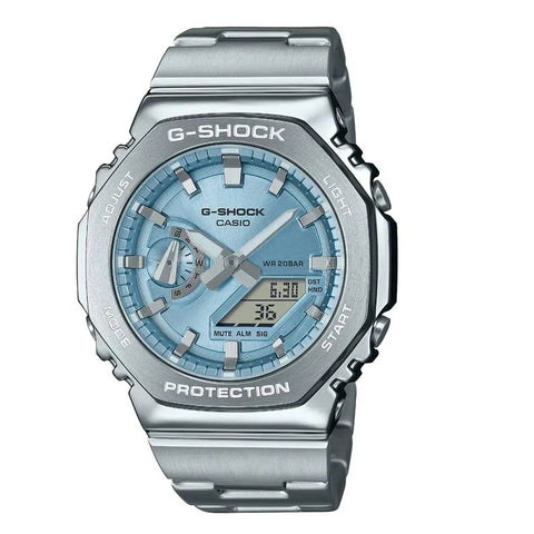 Casio G-Shock Steel Sky Blue Metallic Dial Mens Watch GM-2110D-2AER