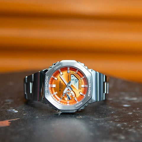 Casio G-Shock Steel Orange Metallic Dial Mens Watch GM-2110D-4AER