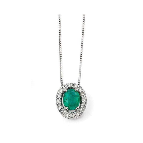 9ct White Gold Emerald and Diamond Pendant GP928G