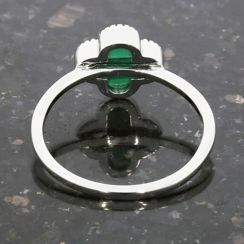 Four Leaf Clover Sterling Silver Ring Green Stone GVL042