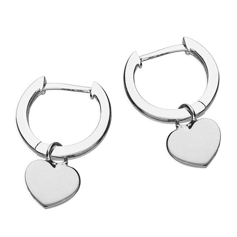 Sterling Silver Ladies Small Huggie Hoop Charm Earrings