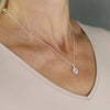 Sterling Silver Cubic Zirconia Heart Halo Pendant & Chain