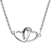 Sterling Silver Interlinked Duo Open Hearts Necklace