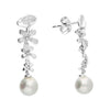 Sterling Silver Floral Drop Shell Pearl Earrings H7227/S
