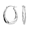 Sterling Silver Flat Oval Creole Hoop Earrings