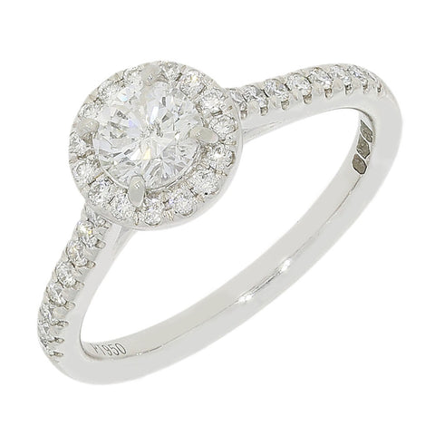 Platinum 0.73ct Halo Cluster Diamond Ring