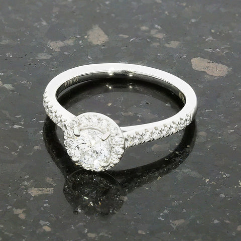 Platinum 0.73ct Halo Cluster Diamond Ring