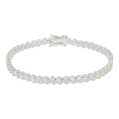 Ladies Sterling Silver White Cubic Zirconia Bracelet HHSIL1