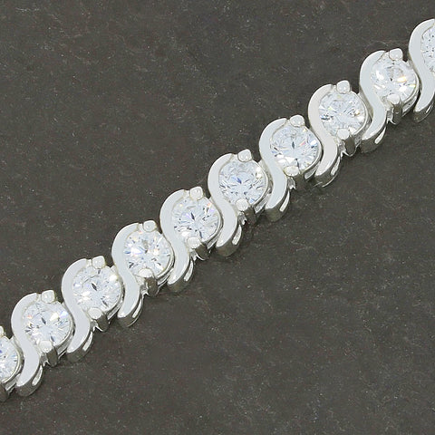 Ladies Sterling Silver White Cubic Zirconia Bracelet HHSIL1