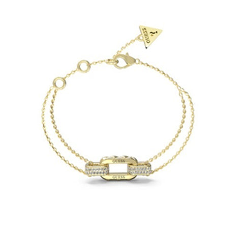 Guess Matelasse Double Chain Bracelet JUBB04581JWRYGS- Gold Tone